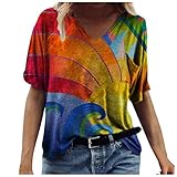 Tshirt Damen Kurzarmshirt Oberteile Casual Bluse Print Pullover Lose Sport Tops Lang Shirts Teenager Mädchen Damen Ohne Kapuze Pulli Top Tshirts Vintage Sweatshirt Bluse Shirt-Geschenk