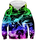 Fanient 3D Drucken Bunte Smoke Graphic Galaxy Sweatshirts Kinder Pullover Hoodies Weich und Atmungsaktiv 14-16Y