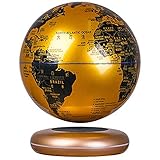 SPRINGHUA. Entdecken Sie die Welt Schwebender Globus mit LED-Leuchten 8Inch Luminous Große Kugel Kinder Bildung Geschenk Werkzeuge Home Office Desktop-Dekoration, Gold (Color : Gold)