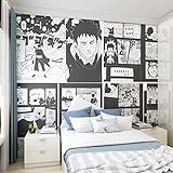 Cartoon Anime Naruto Tapete Schlafzimmer Zimmer Nacht 3D Hintergrund Wandbild Obito Schwarzweiß Manga Selbstklebende Tap