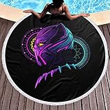 Black Panther Runde Strandtuch Übergroße Ultra Wasserabsorbierende Weiche Mikrofaser Decke Strandtuch Yogamatte Dekoration Picknickmatte Bettdecke Tapisserie Stranddecke Blank