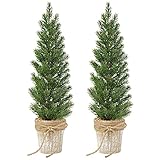 Oairse 2 Stück Mini Tabletop Weihnachtsbaum 39,4 cm / 15,5 Zoll Künstliche Kiefernzweige für Weihnachtsdekoration Wohnkultur Küche E