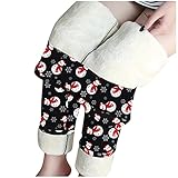 Vexiangni Thermo Leggings Damen Warme Jogginghose High Waist Hose Dicke Samt Gefüttert Sportleggins Einfarbig Strumpfhosen Stretch Bequem Thermoleggins Yogahosen Süßes Muster Laufhosen für F