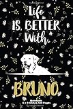 life is better with Bruno: Funny Labrador Retriever Notebook to Write In | Lined Notebook journal 6 x 9', 120 pages | labrador gifts for women, Men, ... Paperback, Dog Name, Dog Breeds, Dog