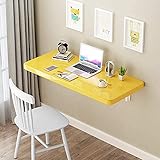 Klappanhänger montierte Drop-Blatt-Tischschreibtisch, Kleiner Küche Esstisch, Computerschreibtisch für Kinder, Hochglanz-Desktop (Color : Yellow, Size : 70cm×30cm)