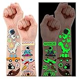 Leesgel Temporäre Tattoos für Kinder, 145 Stile Leuchtende Gemischte Stile Cartoon Tattoo Kinder Hai/Dinosaurier/Tier/Pirat/Weltraum Tattoos Aufkleben Weihnachts Party Geschenk Mitgebsel Dek