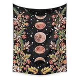 PPOU Psychedelic Moon Starry Tapisserie Blume Wandbehang Zimmer Himmel Teppich Wohnheim Wandteppiche Kunst Dekoration Zubehör A3 100x150