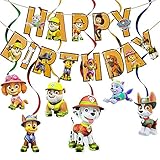 LKNBIF paw patrol geburtstag deko, paw patrol geburtstag, Paw Patrol Geburtstag Dekoration Set Kompakt Happy Birthday Deko Spirale Konfetti Partykette Paw Patrol fü