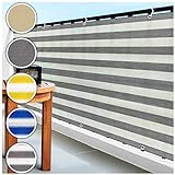 casa pura Balkon Sichtschutz UV-Schutz | 90x500cm | wetterbeständiges und pflegeleichtes HDPE-Spezialgewebe | grau-weiß g