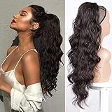 Pferdeschwanz Haarteil Extension mit Kordelzug Braun Lang Dunkelbraun Perücke Natürliches Locken Ponytail ca.62cm 4# 018B