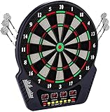 Elektronische Dartscheibe Dardboard mit 4 LCD-Anzeige und Ladeadapter Geeignet, 6 Dartpfeilen und 24 Pfeilkopf 27 Spiele mit 243 Spieloptionen Profi Elektronik Dartspiel E Dartautomat (Helles Schwarz)