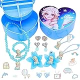 Hilloly 11Pcs Frozen Jewelry Set, Kinderschmuck, Haarschmuck Set, Prinzessin vorgeben Verkleiden Set mit Einer Aufbewahrungsbox, Geschenke für Kinder, für Mädchen Kinder D