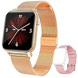 KOSPET GTO Smartwatch Damen 1.4 Zoll IPS HD Touchscreen Fitness Tracker IP68 Wasserdicht SpO2 Schrittzähler Armbanduhr mit Schlafmonitor Pulsuhr Musiksteuerung Uhren für iOS Android (Gold)