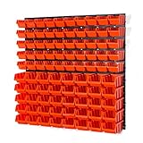 94 Elementen Wandregal | 50 Stapelboxen Orange Gr. 1 POP Serie, 40 Stapelboxen Orange Gr. 2