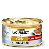 PURINA GOURMET Gold Schmelzender Kern Katzenfutter nass, mit Thunfisch, 12er Pack (12 x 85g)