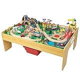 KidKraft 18025 Adventure Town Holzeisenbahn-Set & Spieltisch für Kinder mit EZ Kraft Assembly™ und 120 Sp