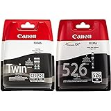 Canon PGI-525 PGBK Druckertinte - Pigment Schwarz (Doppelpack) 2 x 19 ml für PIXMA Tintenstrahldrucker ORIGINAL & Tintenpatrone CLI-526 BK Schwarz Black - 9 ml für PIXMA Drucker ORIGINAL