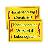 2 Stück Vorsicht ! Hochspannung Lebensgefahr Schild 20 x 30 cm aus Stabiler PVC Hartschaumplatte 3mm mit UV-Schutz von STROBO