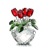 H&D Deko-Blumenstrauß aus Kristallglas rote Rosen mit Geschenkbox