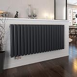 EMKE Heizkörper Design Röhrenheizkörper 600x1000mm Anthrazit Horizontale Heizung Seitenanschluss Doppellagig, 1554W