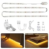 Led Streifen Bewegungssensor, Bason LED Bettlicht Bewegungsmelder Led Strip Warmweiß Dimmbar LED Band Lichtband Unterbauleuchte SchrankLicht Treppenlicht Wasserdicht (2pcs)