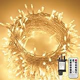 Koopower Lichterkette für den Außenbereich, Netzbetrieb, 30 m, 300 LEDs, wasserdicht, Gartenlichter, 8 Modi, Lichterkette mit Fernbedienung, für Schlafzimmer, Garten, Festival, Dekoration [warmweiß]