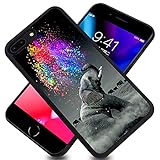 JINXIUSS Handyhülle für iPhone 7 Plus iPhone 8 Plus mit Elefant, Schwarz Slim Rubber Frame Full Body Protection Cover Case für iPhone 7 Plus iPhone 8 Plus F
