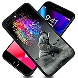JINXIUSS Handyhülle für iPhone 7 Plus iPhone 8 Plus mit Elefant, Schwarz Slim Rubber Frame Full Body Protection Cover Case für iPhone 7 Plus iPhone 8 Plus F