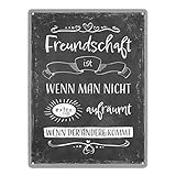 Metallschild XXL in 28x38 cm mit lustigem Spruch zu Freundschaft und Aufräumen Dekoration schönes Geschenk für Beste Freunde Ordnung Freunde Liebe Zuneigung