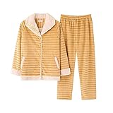 Damen Winter Pyjamas Doppelseitiger Verbundstoff Plüsch Warmhalten Weiche Bequeme Pyjamas Winter Pyj