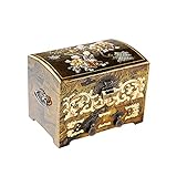 YIXINHUI Schmuckkästchen Hölzerne Jewelry Box mit Schubladenanzeigekasten Chinesischen Stil Desktop Organizer Aufbewahrung Handgeschnitzte Geschenkbox für Mädchen mit Spiegel und Sp