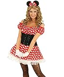 Hejo Home Damen Minnie Kostüm Mouse Maus Minni Kostüm Mickey Ohren, S