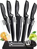 HOME HERO 7-TLG Messerset Edelstahl Messer Set - Küchenmesser Set Acryl Messerblock mit Messer Scharf und Spitzer - Kochmesser Profi Messer - Kitchen Knife Set C