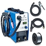 Fülldraht Schweißgerät ohne Gas - Drahtschweißgerät mit 145 Ampere & Elektrodenschweißfunktion mit 140 Ampere | Auto. Drahtvorschub - Inverter - Set mit 1 Kg Drahtrolle - von Vector Welding