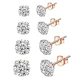 925 Sterling Silber Ohrstecker für Frauen kleine Schläfer Ohrstecker Set mit kubischen Zirkonia Silber Ohrringe für Frauen Mädchen Frau Mama Freundin Valentin Geburtstag Geschenke (Roségold)