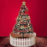 dtkmkj Künstlicher Kiefern-Weihnachtsbaum-Set mit Reißverschluss Weihnachtsschmuck Weihnachtsbaum mit LED-Lichtern und Dekorationen(Size:210cm)