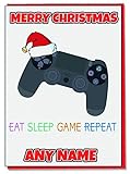 AK Giftshop Weihnachtskarte mit PS4-Controller-Motiv, personalisierb