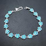 Tluhepa Tennisarmband Schmuck Blauer Opal Plumeria Blume Armband In Silber Engagement Hochzeit Frauen Für Geschenk (Gem Color : Blue, Length : 21cm)