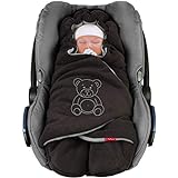 ByBoom Baby Winter-Einschlagdecke'Das Original mit dem Bären', Universal für Babyschale, Autositz, z.B. für Maxi-Cosi, Römer, für Kinderwagen, Buggy oder Babyb