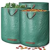GardenGloss® 3X Gartenabfallsäcke mit Griffen - 272L Hohes Fassungsvermögen und doppelter Boden - UV-Stabil und Wasserabweisend - Wiederverwendbare und Stabile Gartensäck