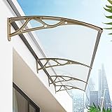 Garten Balkon Haustür Überdachung,Stumm Polycarbonat Türdach Pultvordach,Tür Fenster Terrasse Veranda Pultbogenvordach Regenschutz Shelter,Klare Platte/Champagner Halterung (60x180cm/24'x71')