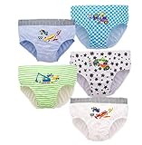 WAIWAIZUI Kinder Slips Jungen Unterhose Boxershorts Auto Baumwolle 5 Pack, Auto 02, 3-4 J