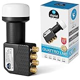 hb-digital Quattro LNB ( Test SEHR GUT *) LNC Kopf für Multischalter Multiswitch LTE Protected Satelliten Digital Sat Full HD TV 3D 4K UHD Kontakte vergoldet Wetterschutz Schwarz Black