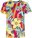 COSAVOROCK 60er 70er Jahre Retro Flower Kostüm T-Shirts für Herren Blumen XXL