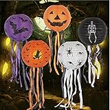 ZEACCT 15 PCS Halloween Kürbis Papier Laterne mit Schnurrhaaren, für Halloween Party Hochzeiten Garten Schlafzimmer Bar Indoor Outdoor Dekoration, 3 Größen，Halloween deko S