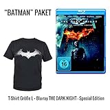 Batman - The Dark Knight 2-Disc Blu-ray Special Edition + Batman T-Shirt Schwarz Batarang-Logo (Größe L) Geschenk