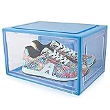 Bituxx Schuhbox Stapelbar Aufbewahrungsbox Kunststoffbox Schuhkasten Schuhkarton Schuhorganizer bis Gr.47 (Blau, 1 Stück)