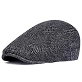 ArtiDeco Barett Cap Herren Gatsby Schirmmütze Newsboy Flat Cap Baskenmütze (Schwarz, Medium/Etikettgröße- 58)