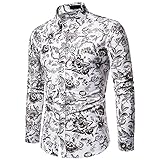 Hemd Herren Herbst Winter Trend Mode Druck Slim Fit Kent-Kragen Herren Shirt Modern Urban Strickjacke Herren Freizeithemden Täglich Urlaub Herren Lang