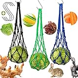 3 Stück Hähnchen Gemüsehalter Hängendes Tasche mit Haken für Hühnerente Gans Große Gänse Vögel Coop Käfig, Snackhalter Behandlung Fütterungswerkzeug Spielzeug